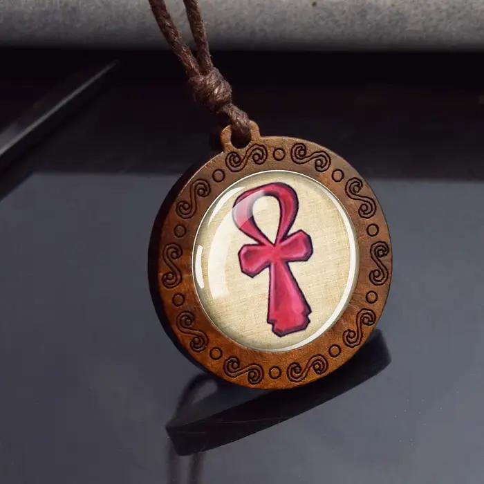 Pendentifs de l'egypte ancienne Ankh Anubis Scarab Sphinx Isis déesse pendentif en bois chaînes de corde collier pour femmes hommes bijoux égyptiens