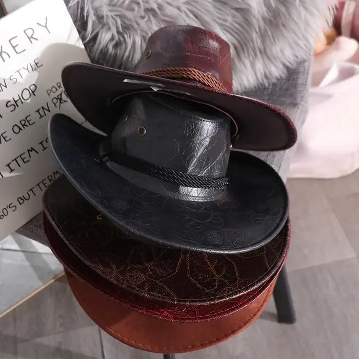 Chapeau de chevalier élégant, chapeaux d'escalade, chapeau bob pour hommes, casquettes de cyclisme, chapeaux de soleil d'été, casquettes de protection solaire, chapeaux de cowboy western en cuir PU