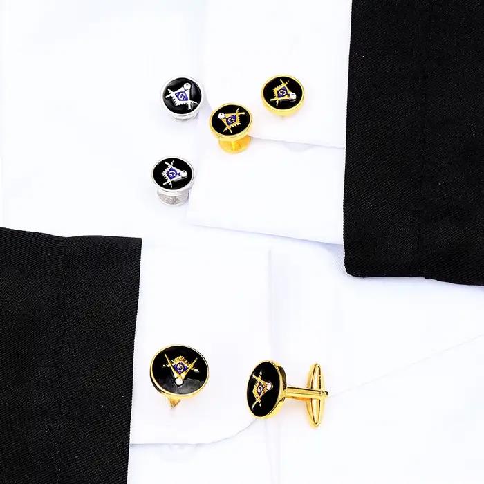 Levant de manchette en cristal avec logo maçonnique plaqué or argent titane bijou homme occasions spéciales