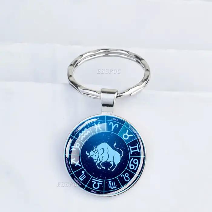 Porte-clés en métal signe du zodiaque, 12 constellations, Lion, Vierge, Vèbre, Scorpion, Sagitchlore, pendentif us, porte-clés, cadeaux, mode