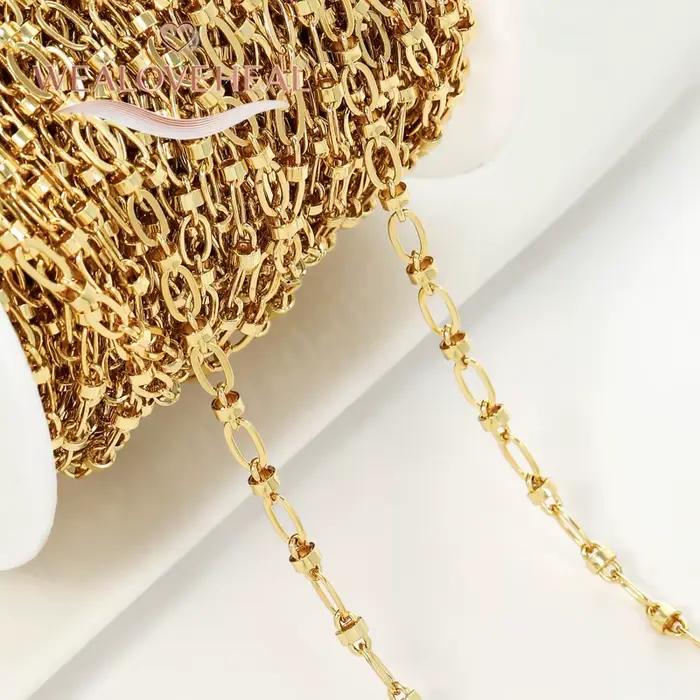Noeud en laiton plaqué or 18 carats, Hip Hop Punk, chaîne à maillons, collier, Bracelet, accessoires de bijouterie à faire soi-même, résultats faits à la main