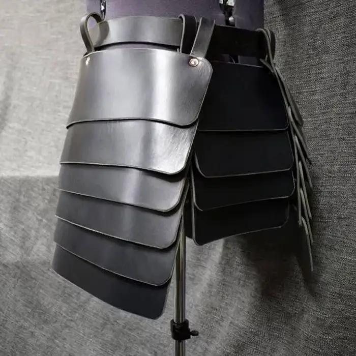 Armure de jambe de chevalier Viking médiéval, ceinture à pompons en cuir, jupe de combat du roi celtique de Larp Renaissance pour Costume de Cosplay de reconstitution