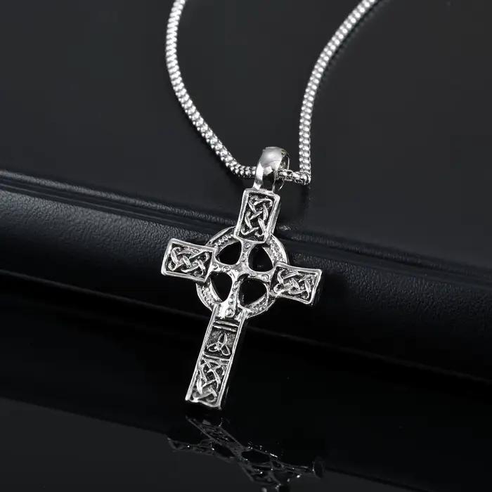 Collier croix à nœud celtique nordique pour hommes, collier pendentif en métal Viking rétro, bijoux Punk cadeaux pour lui garçons