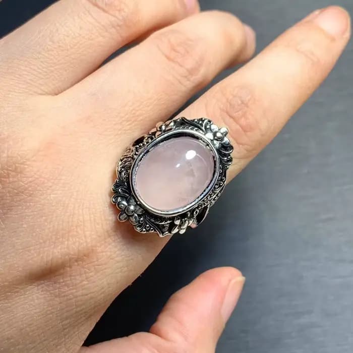 Bague en Quartz Rose naturel MM
