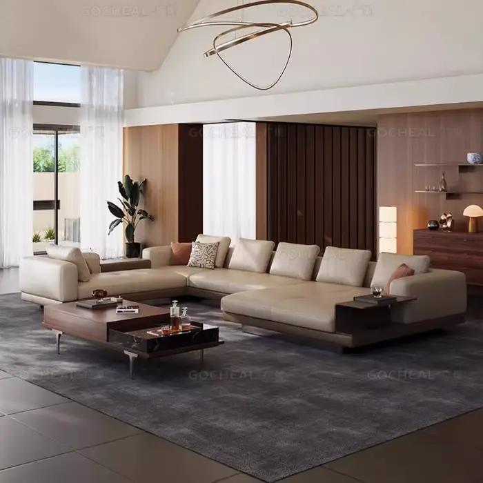 Cuir Europe canapé adultes accoudoir concepteur élégant canapé d'angle salon sol Articulos Para El Hogar meubles de maison