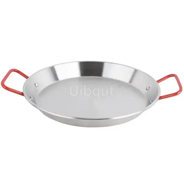 Poêle à paella espagnole en acier inoxydable de bonne qualité, plat à fruits de mer, poulet frit coréen, plat à fromage, sucrier Binaural pour fruits