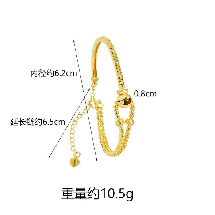 Bracelet en or 9999 léger engagement incrustation de diamant 24K bijou à la mode pour femmes occasions spéciales