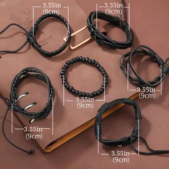 Bracelet torsadé minimaliste en cuir PU pour hommes