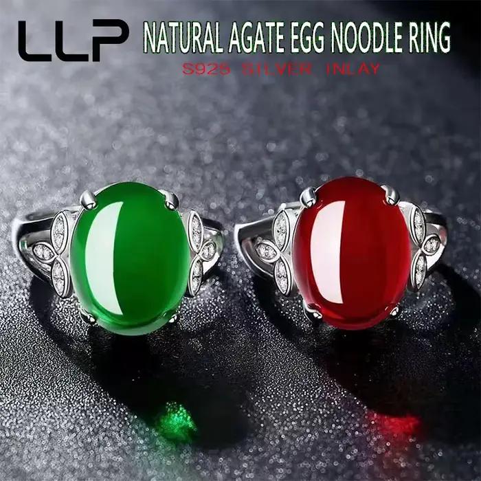 Bague en argent 925 incrustée d'agate naturelle et de calcédoine, bijou élégant et tendance pour homme, femme, couple, cadeau de mariage, best-seller