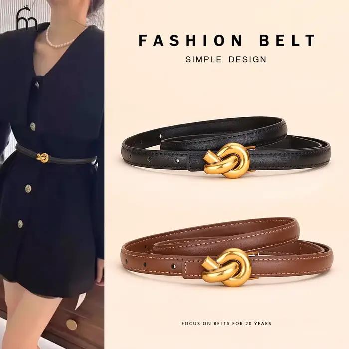 Ceinture en cuir véritable pour femmes, ceinture tendance avec boucle, ceinture pour robe et jean