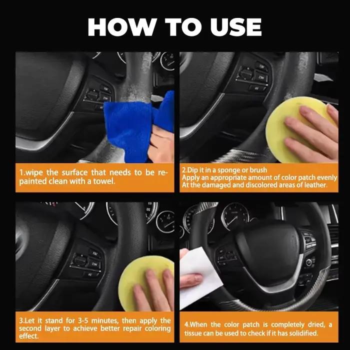 Pâte de réparation en simili cuir pour volants et sièges d'auto – Restaurer le simili cuir délavé, réparer les larmes et les rayures.