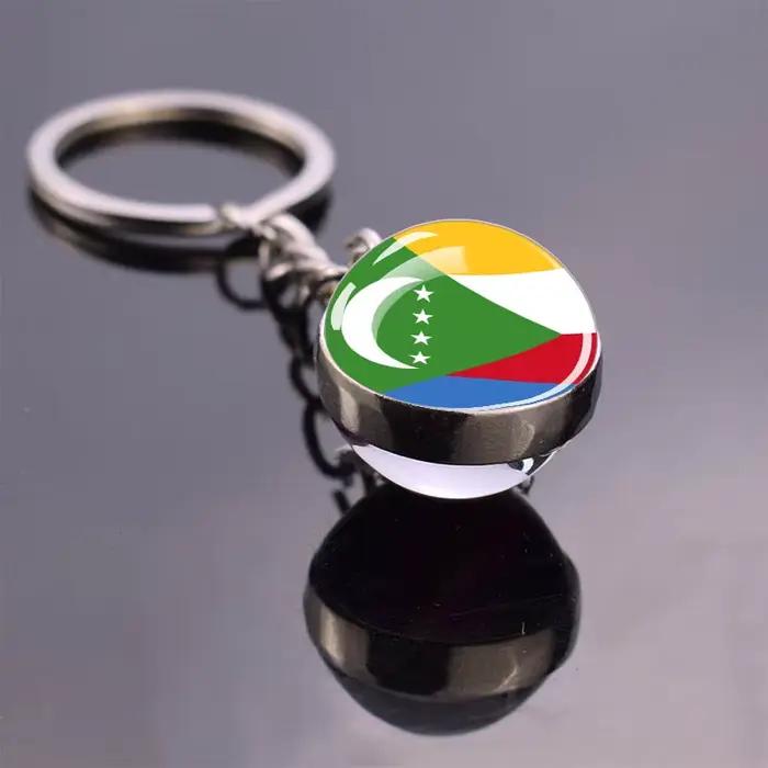 Porte-clés drapeau africain, algérie, somalie, tunisie, maroc, egypte, drapeau National, pendentif boule de verre Double face, cadeau