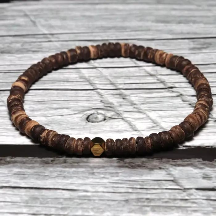 Bracelet en Bois 100% Naturel pour Homme, Minimaliste, Bouddha Perlé, Alpinisme, Méditation, Yoga, Cadeau pour Lui
