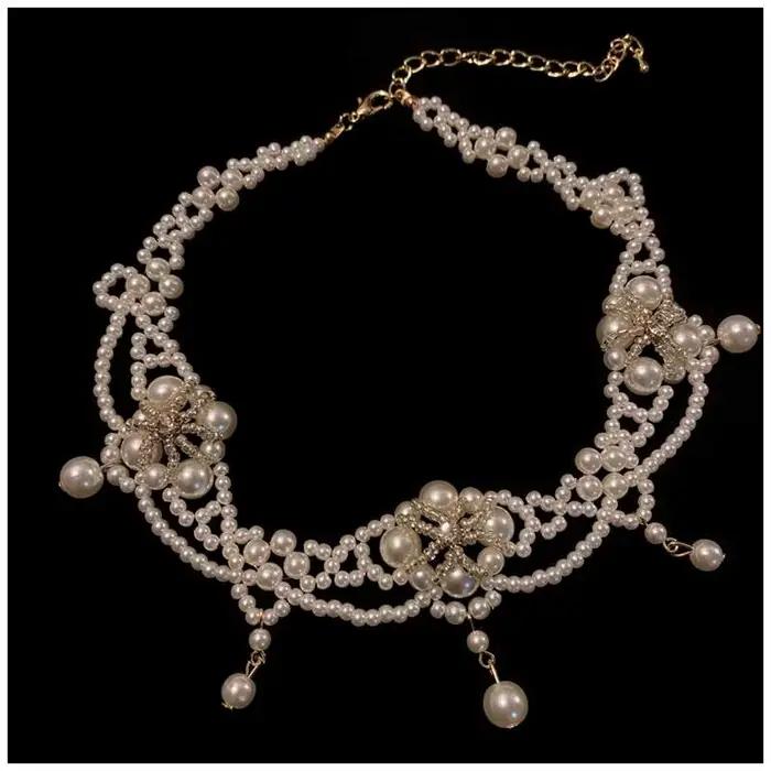 Collier ras du cou en perles Vintage pour femmes, magnifique, multicouches, Style romantique français, chaîne de clavicule, cadeau de fête
