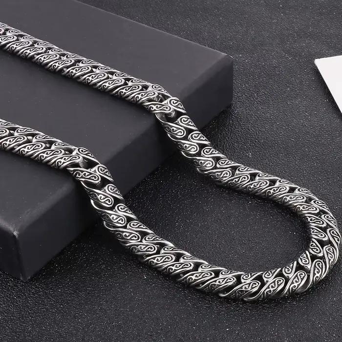 Collier chaîne large vintage 12 mm pour homme, en acier inoxydable, style punk, accessoires de bijoux pour Halloween, colliers pour hommes