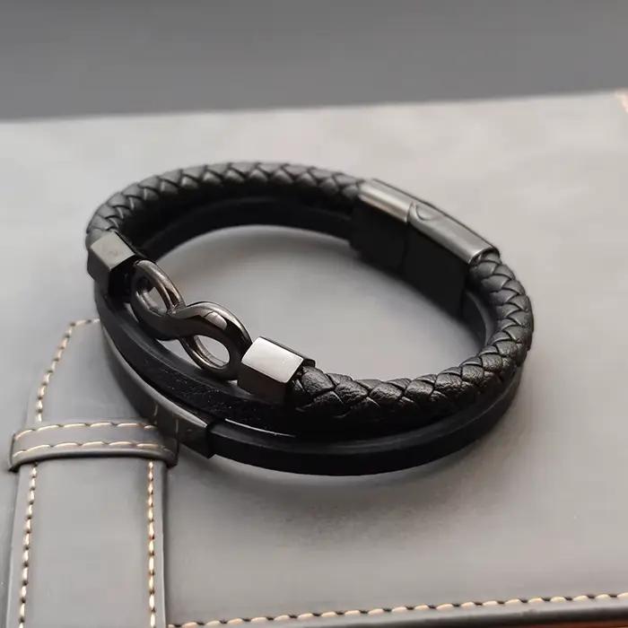Nouveau Bracelet infini à 8 symboles pour hommes