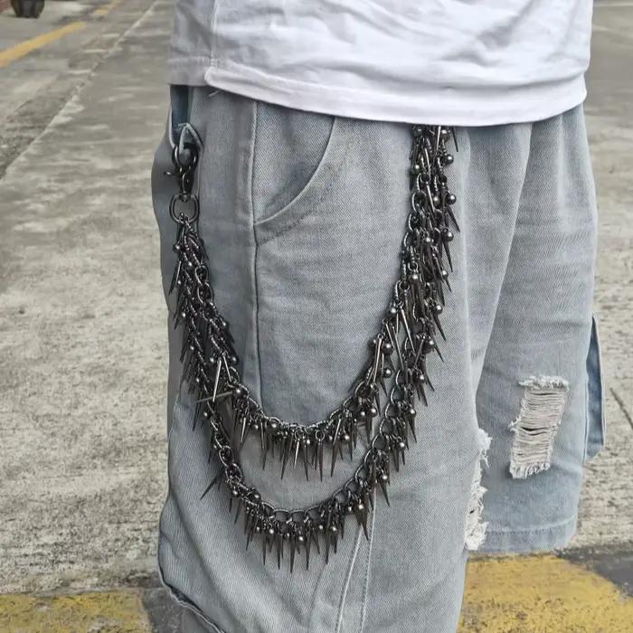 Porte-clé Punk Hip Hop Noir Pistolet Plaqué Double Couche Rivet Métal Mode Rock And Roll Occasions Spéciales