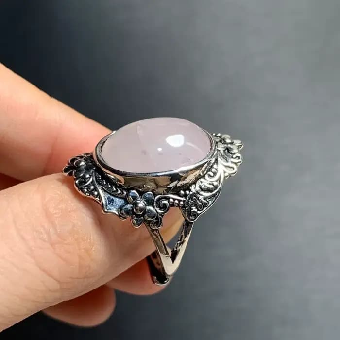 Bague en Quartz Rose naturel MM