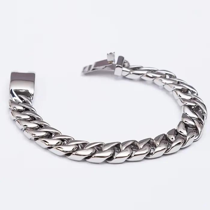 Gourmette JOOn en Acier Inoxydable pour Homme, Bijoux Poli et Brossé, Bracelet Classique, 12mm, SION L