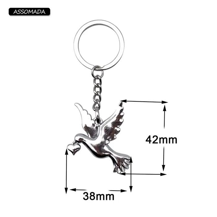 Porte-clés coeur colombe de la paix, clé de voiture Pigeon, cadeau pour femme, homme, fille, garçon, ornement, vente en gros, livraison directe