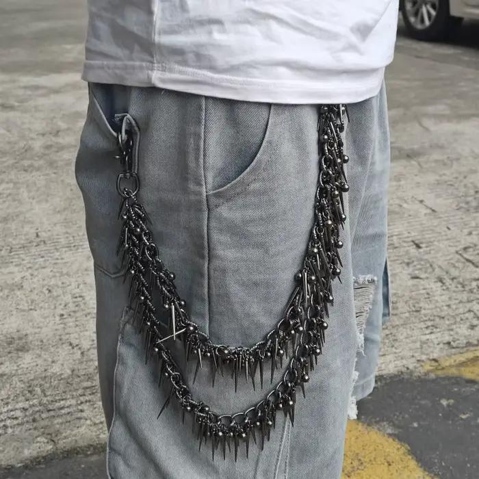 Porte-clé Punk Hip Hop Noir Pistolet Plaqué Double Couche Rivet Métal Mode Rock And Roll Occasions Spéciales