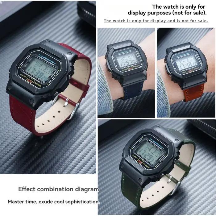Bracelet de montre en cuir rétro pour Casio G-SHOCK, DW5600 DW-5600 GW-B5600 G-5600 GW-M5610, bracelet en cuir de vache marron pour hommes, 16mm
