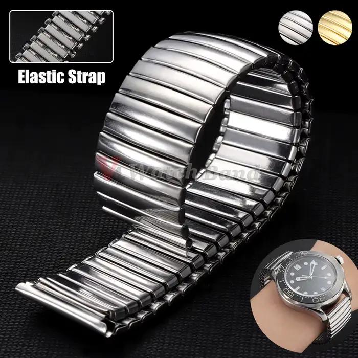 Bracelet élastique en acier inoxydable, 12mm, 14mm, 16mm, 18mm, 20mm, 22mm, bracelets de montre en métal, bracelet de remplacement pour hommes, universel