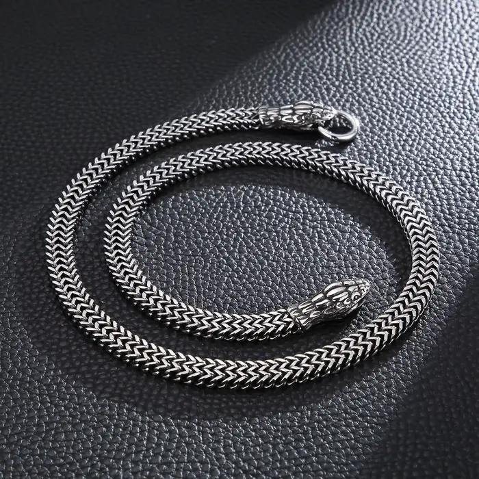 Collier chaîne tressée serpent punk Kalen, tendance, métal, acier inoxydable, 60 cm de long, accessoires, bijoux pour hommes