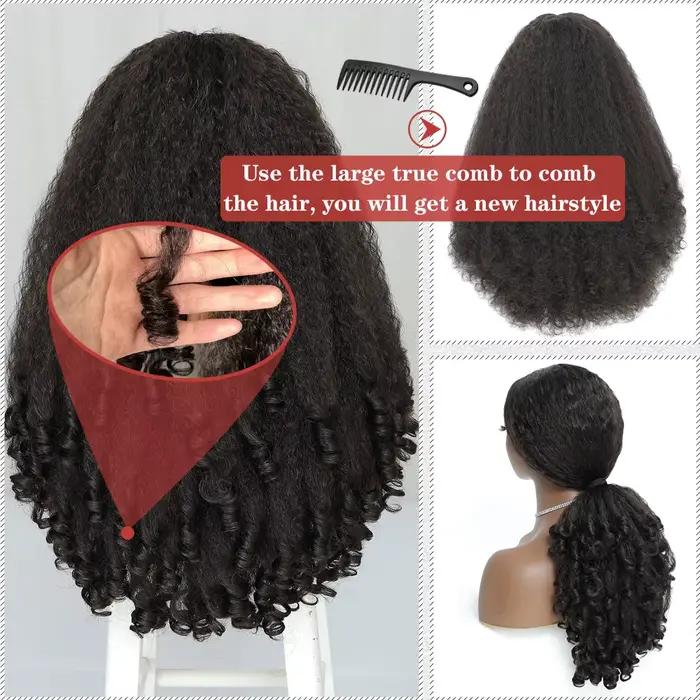 Perruque Afro bouclée en V avec boucles rebondissantes, cheveux synthétiques crépus lisses pour femmes, sans laisser, demi-perruque quotidienne, X-TRESS