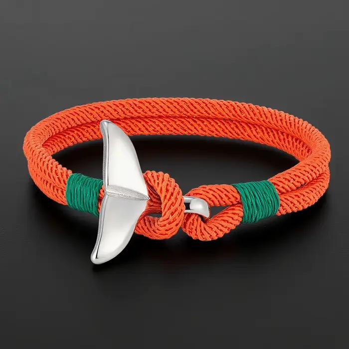 Bracelet Ancre Style Marine Fait Main en Corde avec Enroulement Queue de Baleine, Fermoir Sportif, Bijou Marin pour Hommes et Femmes, Cadeau