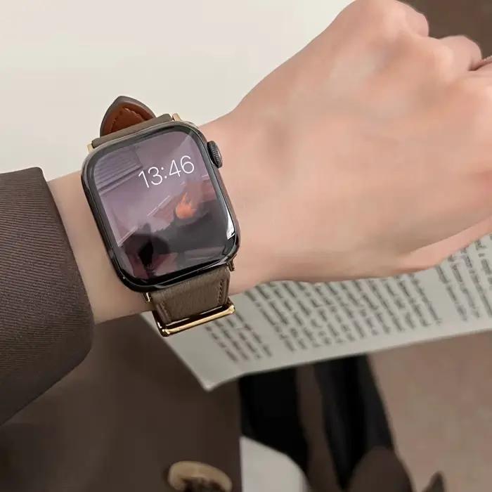 Boucle en cuir pour bracelet de montre Apple pour femmes Sport Correa 38mm 40mm 41mm 42mm 44mm 45mm 46mm 49mm, bracelet pour IWatch
