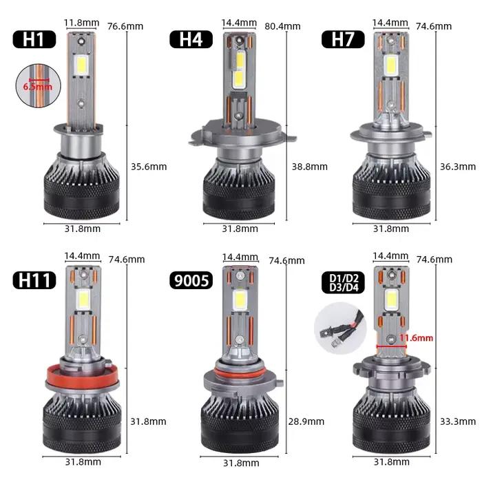 DAWN KNIGHT K5C PLUS 140W H7 H11 H4 H1 ampoule Led Canbus 4300K LED HB3 9005 HB4 9006 K6C Led Double Tube de cuivre 12V 2 pièces