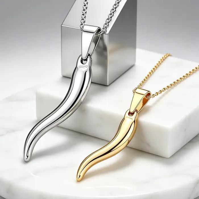 Collier pendentif Murinsar acier inoxydable forme corne italienne pour femmes et hommes bijou sportif chic occassions spéciales