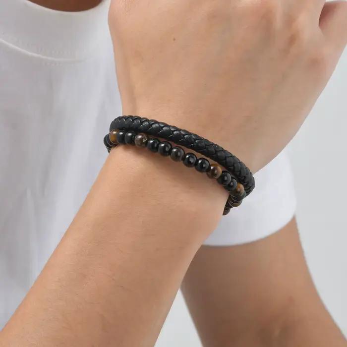 Bracelet en cuir élégant pour hommes et garçons