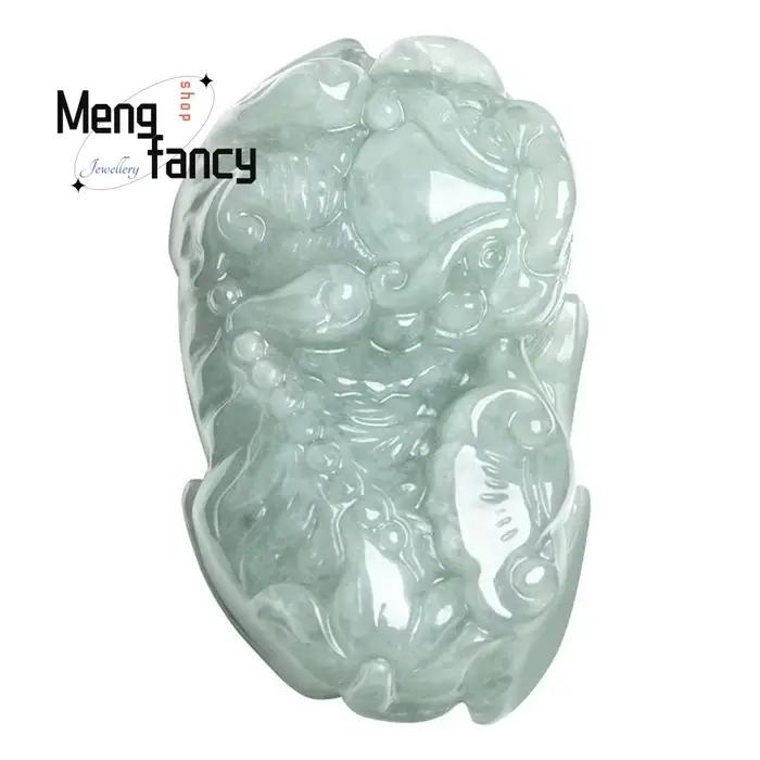 Pendentif en jadéite Ruyi Pixiu naturel du Myanmar, graveur exquis, mascottes, meilleure vente, bijoux fins à la mode, cadeau de vacances