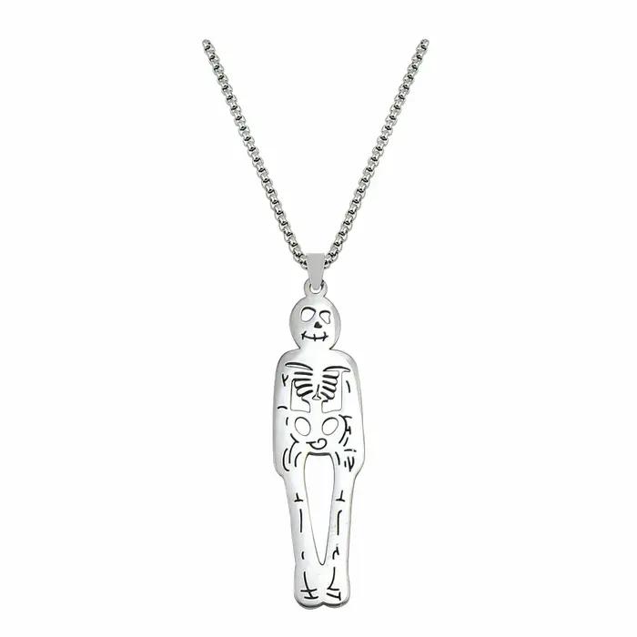 Squelette DstressCollier pour Hommes et Femmes, Modules de Crâne de Personnalité, Acier Inoxydable, Logo Mignon, Accessoires de Bijoux PmotPunk, Cadeau de Festival