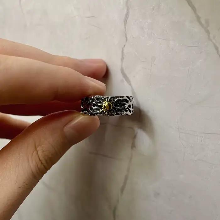 Bague de soleil dorée rétro pour hommes, couleur argent, Punk gothique, tendance, ouverte, bijoux de styliste faits à la main, accessoires unisexes, cadeau pour amoureux