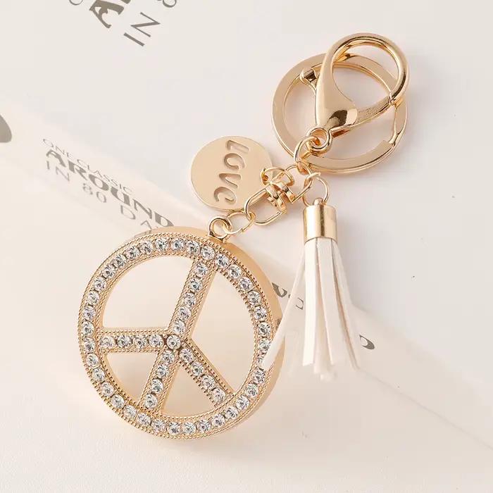 EASYA-Porte-Clés avec Signe de Paix, Pendentif à Glands du Monde de l'AMOUR, Souvenirs, Cadeaux pour Amis