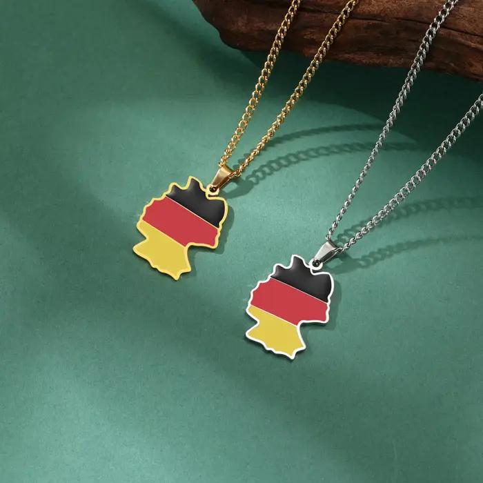 Amaxer carte d'allemagne pendentif collier pour femmes hommes en acier inoxydable collier Deutschland patriotique bijoux cadeau