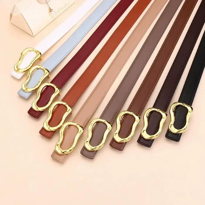 Ceinture en cuir véritable pour femme ; Accessoire de mode polyvalent pour pantalons ; Ceinture pour femme au look haut de gamme pour jeans