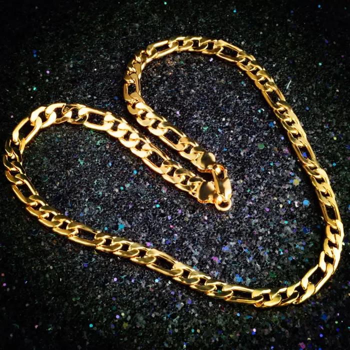 Collier classique pour hommes en or plaqué 18 carats, chaîne latérale, bijoux à la mode, cadeaux de fête de mariage, tout neuf, 20 ", 6mm