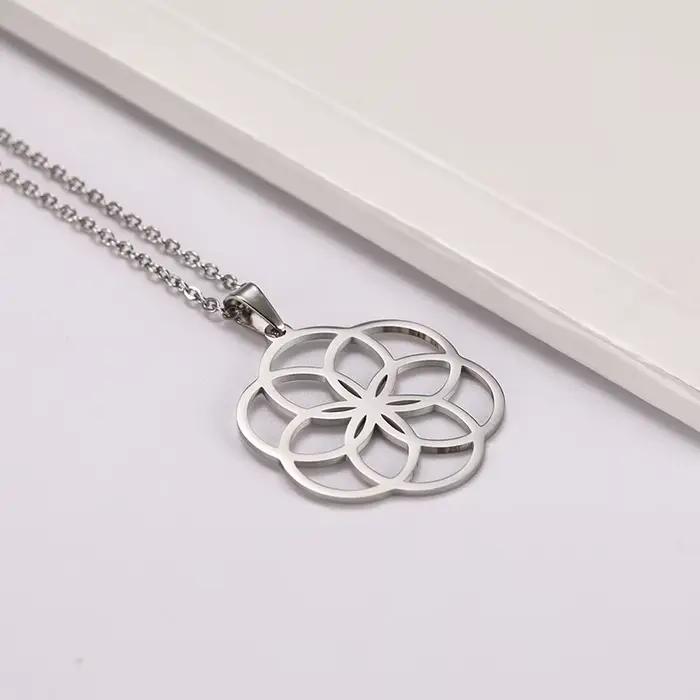 Collier fleur de vie HIPEE pour femmes et filles, collier en acier inoxydable, bijoux cadeau