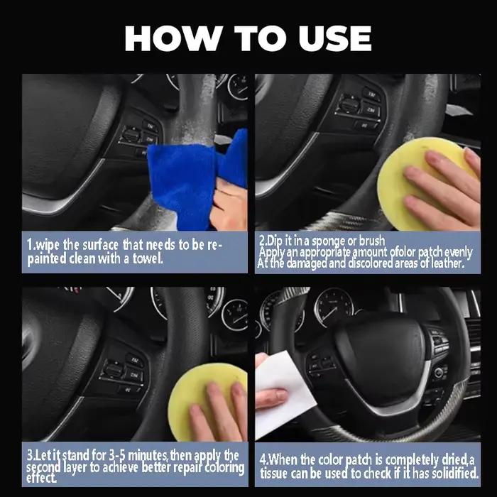 Pâte de réparation en simili cuir pour volants et sièges d'auto – Restaurer le simili cuir délavé, réparer les larmes et les rayures.