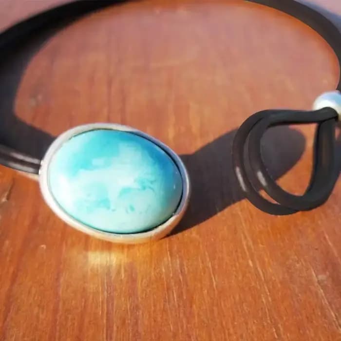 Collier chaîne de clavicule créatif en cuir turquoise