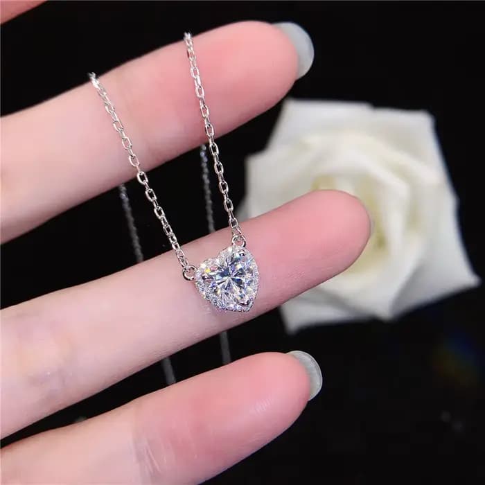 Collier de fiançailles en or blanc véritable pour femme