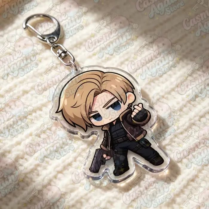 Porte-clés en acrylique de dessin animé Leon S. Kennedy pour accessoires