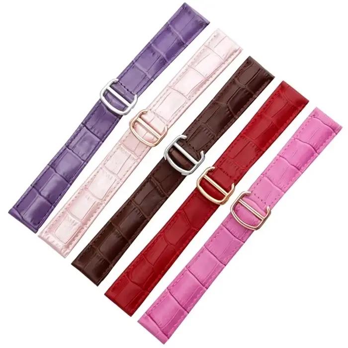 Bracelet de montre en cuir véritable pour Cartier Tank Solo, Bracelet de mode pour hommes et femmes, bracelets de montre de remplacement 14mm 16mm 18mm 20mm 22mm