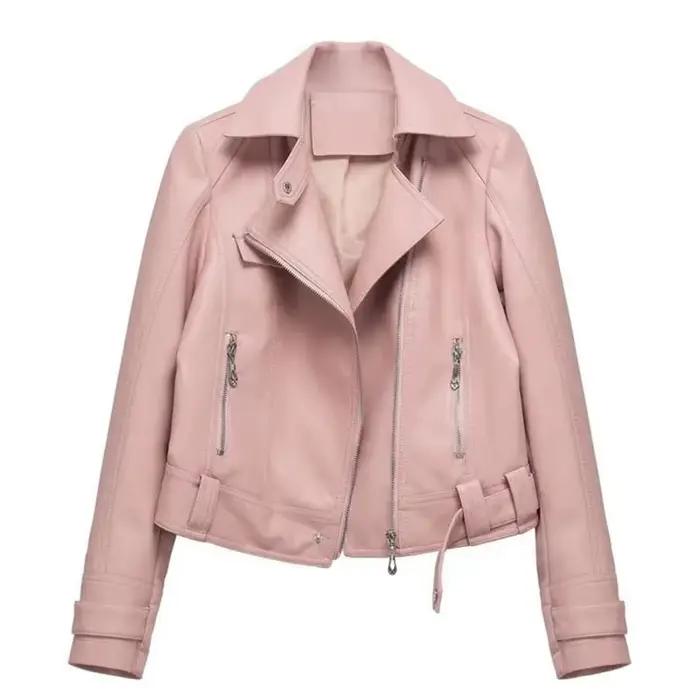 Veste de moto en cuir PU pour femme, manteau Slim et polyvalent, à la mode, nouvelle collection printemps-automne 2025