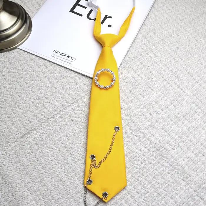 Décoration de chaîne de perles, pas besoin de nouer, style JK pour filles, style universitaire, simple et tendance, accessoires de chemise polyvalents