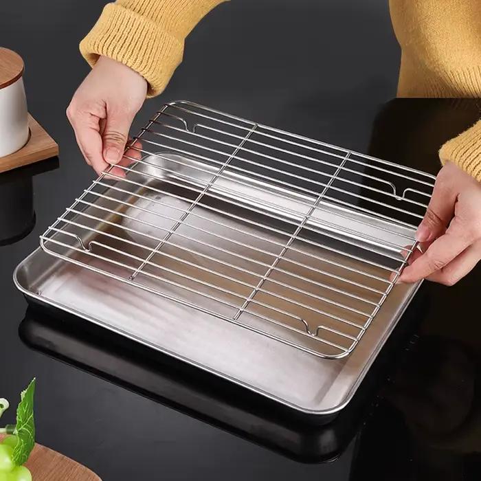 Ensemble de cuisson en acier inoxydable, grille de refroidissement T1, cadre de distribution de séchage, barbecue à gâteaux aux fruits, four polyvalent de cuisine